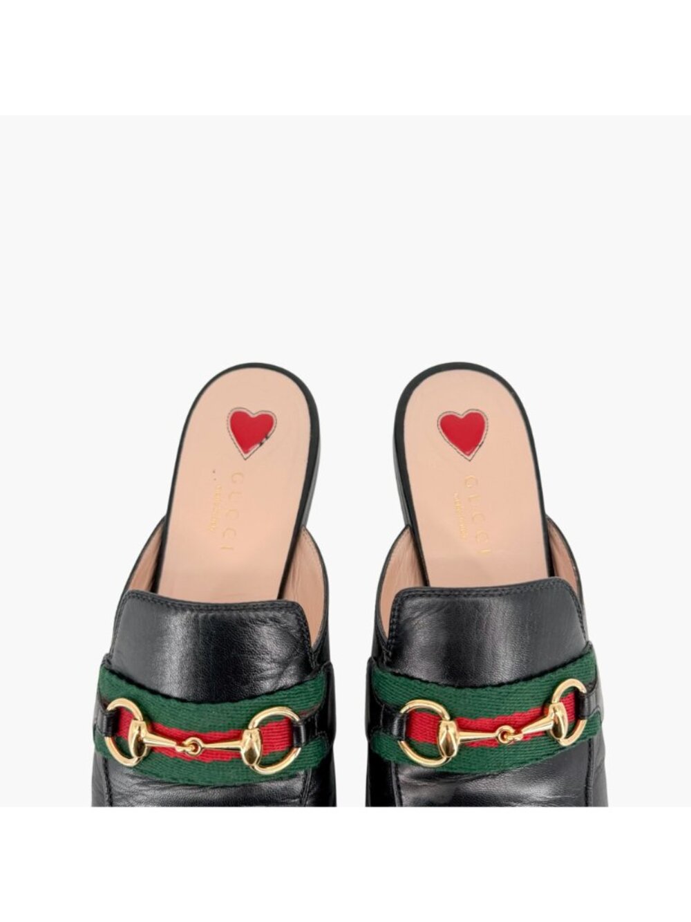 Gucci Princetown Black Leather Web Stripe Horsebit Mules Size 36.5 US 6.5 Women - Picture 5 of 15